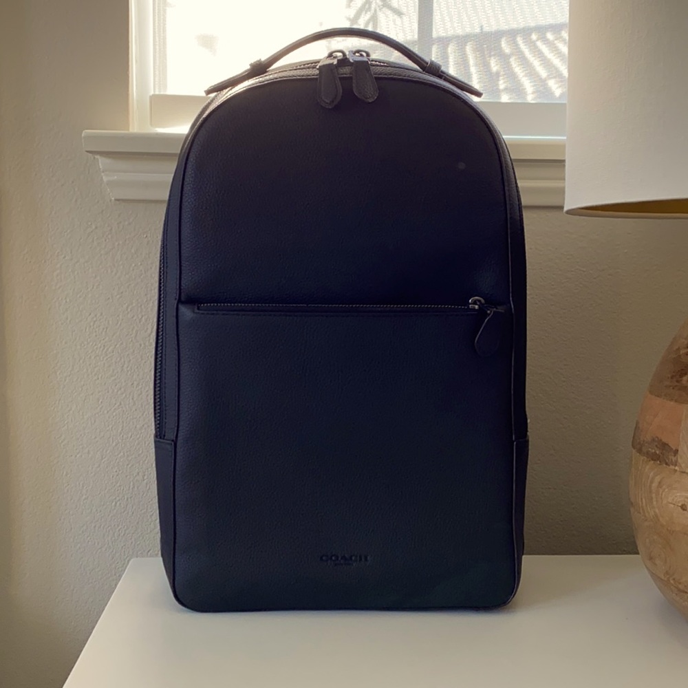 Coach Black Leather Backpack - Picture 1 of 8